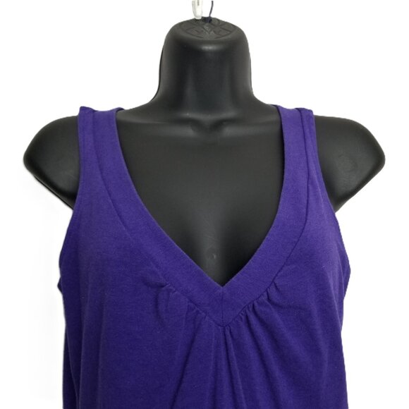 Express Modal Cotton Tank Top S Purple Gathered V-Neck Draped Casual - Picture 3 of 8